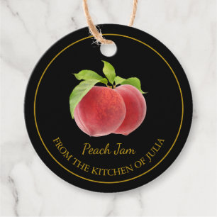 シンプル自家製ピーチジャムつるラベル フェイバータグ