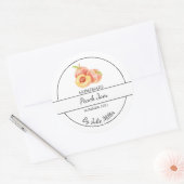 シンプル自家製ピーチジャムラベル ラウンドシール (封筒)