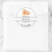 シンプル自家製ピーチジャムラベル ラウンドシール (バッグ)