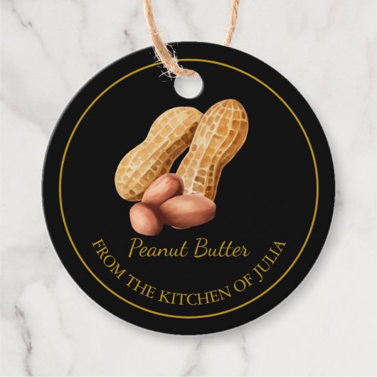 シンプル自家製ピーナッツバターつるラベルlブラック フェイバータグ (正面)