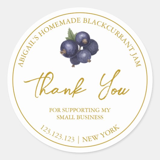 シンプル自家製ブラックカラントジャムサンキューレーベル ラウンドシール (正面)