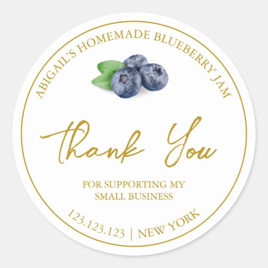 シンプル自家製ブルーベリージャムサンキューラベル ラウンドシール (正面)