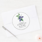 シンプル自家製ブルーベリージャムラベル ラウンドシール (封筒)