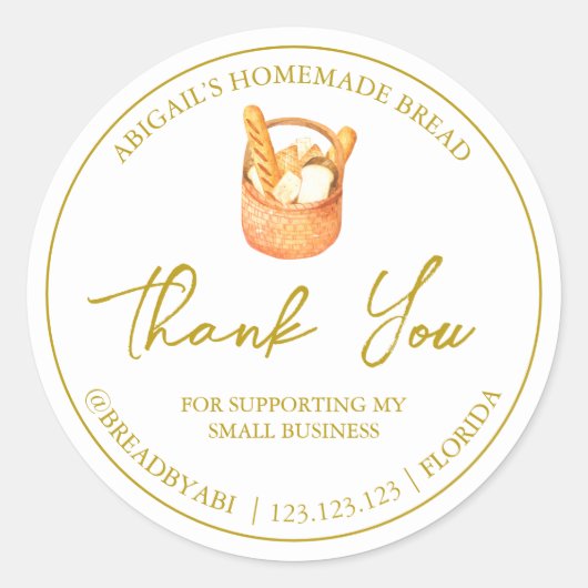 シンプル自家製ブレッドサンキューラベル ラウンドシール (正面)