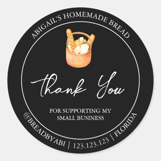 シンプル自家製ブレッドサンキューラベル ラウンドシール (正面)