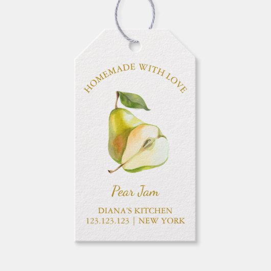 シンプル自家製ペジャジャムつるラベルlホワイト ギフトタグ (正面)