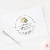 シンプル自家製ペパーミントティーラベル ラウンドシール (封筒)