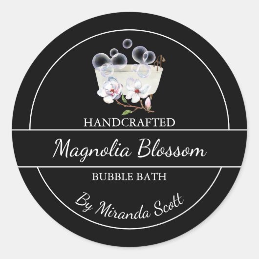 シンプル自家製マグノリア泡風呂ラベル ラウンドシール (正面)