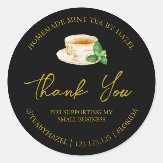 シンプル自家製ミントティーサンキューラベル ラウンドシール (正面)