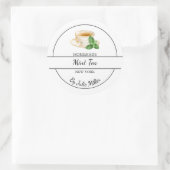 シンプル自家製ミントティーラベル ラウンドシール (バッグ)