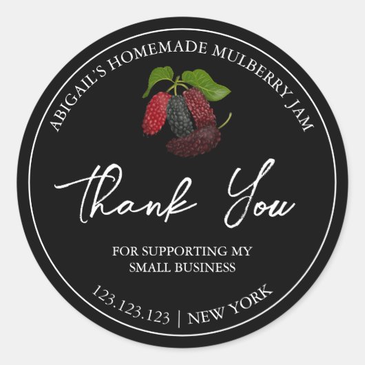 シンプル自家製ムルベリージャムありがとうラベル ラウンドシール (正面)