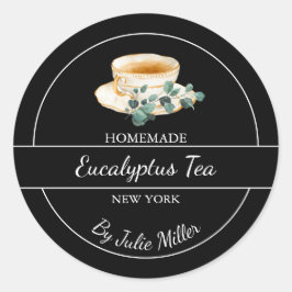 シンプル自家製ユーカリ茶ラベル ラウンドシール