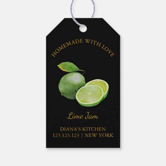 シンプル自家製ライムジャつるムラベルLブラック ギフトタグ (正面)
