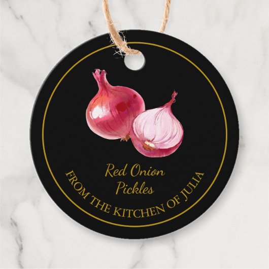シンプル自家製レッドオニオンピクルスつるラベル フェイバータグ (正面)