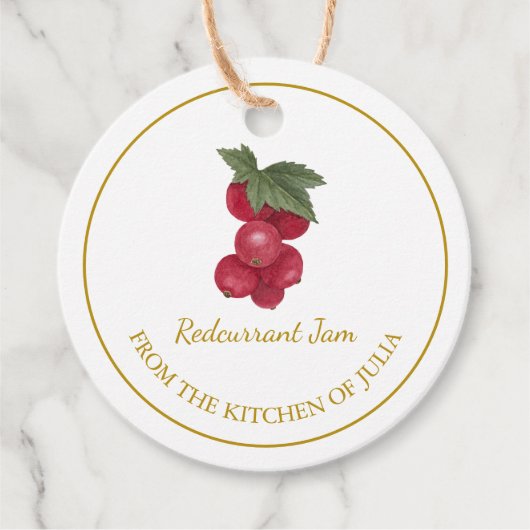 シンプル自家製レッドカラントジャムつるラベルLホワイト フェイバータグ (正面)
