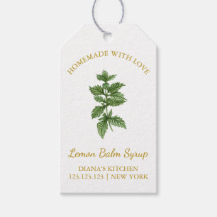 シンプル自家製レモンバームつるシロップラベルLホワイト ギフトタグ