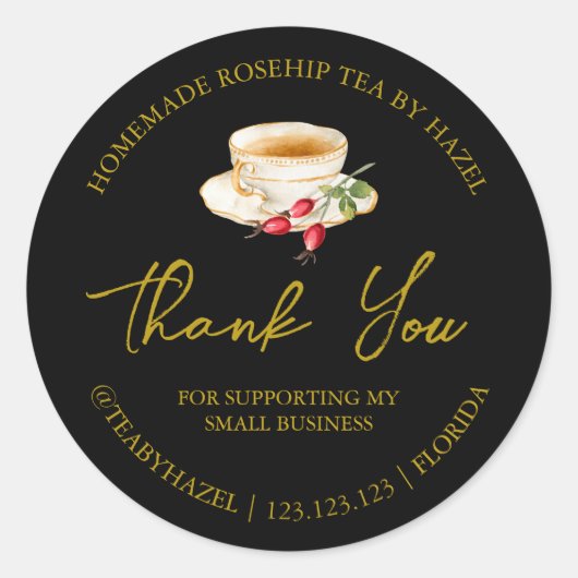 シンプル自家製ローズヒップティーサンキューラベル ラウンドシール (正面)