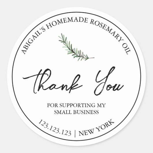 シンプル自家製ローズマリー油サンキューラベル ラウンドシール (正面)