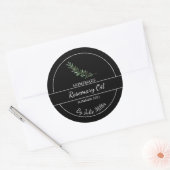 シンプル自家製ローズマリー油ラベル |黒 ラウンドシール (封筒)