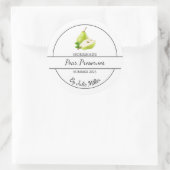 シンプル自家製梨ラベルを保持 ラウンドシール (バッグ)