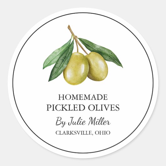 シンプル自家製漬オリーブラベル ラウンドシール (正面)