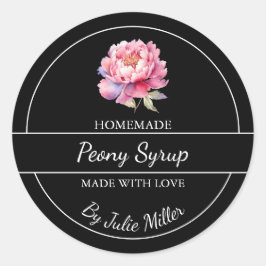 シンプル自家製牡丹シロップのラベル ラウンドシール