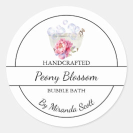 シンプル自家製牡丹バブルバスラベル ラウンドシール