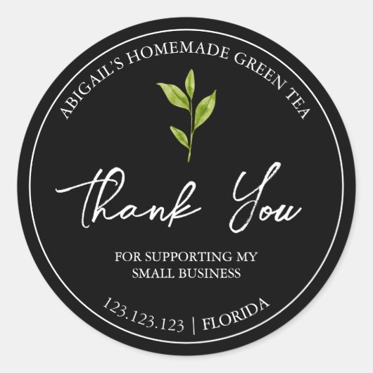 シンプル自家製緑茶お礼ラベル ラウンドシール (正面)