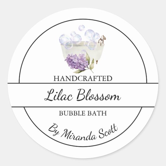 シンプル自家製薄紫バブルバスラベル ラウンドシール (正面)