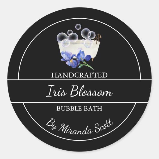 シンプル自家製虹彩泡風呂ラベル ラウンドシール (正面)