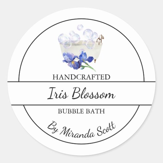 シンプル自家製虹彩泡風呂ラベル ラウンドシール (正面)