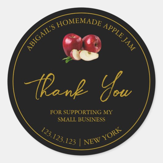 シンプル自家製Apple Jamありがとうラベル ラウンドシール (正面)