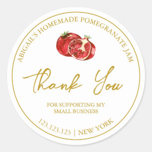シンプル自家製Pomegranate Jamありがとうラベル ラウンドシール