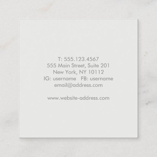 シンプル自然プロフェッショナル写真家 スクエア名刺 (裏面)