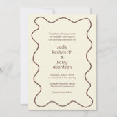 シンプル自然茶色の角モダン結婚枠 招待状 (正面)