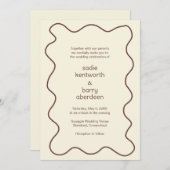 シンプル自然茶色の角モダン結婚枠 招待状 (正面/裏面)