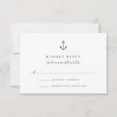 シンプル航海のエレガントいかりRSVPカード 出欠カード (正面)