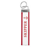 シンプル航海のスタイリッシュいかりレッド名前をカスタムする | リストバンドキーホルダー (鍵トップ)