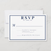 シンプル航海のブルーとホワ縁どイ結婚ズ 出欠カード (正面)