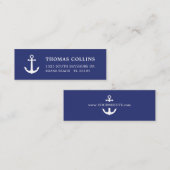 シンプル航海の白エレガントいかり | スキニー名刺 (正面/裏面)