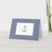 シンプル航海の結婚いかり |ほこりっぽい青 サンキューカード (裏面)