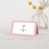 シンプル航海の結婚いかり |コーラル プレイスカード (裏面)