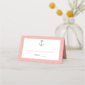 シンプル航海の結婚いかり |コーラル プレイスカード (正面)