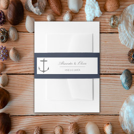 シンプル航海の結婚いかり | ネイビーブルー 招待状ベリーバンド