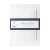 シンプル航海の結婚いかり | ネイビーブルー 招待状ベリーバンド (正面例)