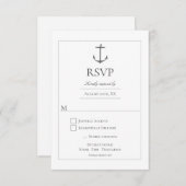 シンプル航海の結婚いかり |白 出欠カード (正面/裏面)