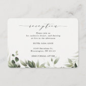 シンプル色あせた緑のユーカリ披露宴カード エンクロージャーカード (正面)