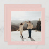 シンプル色のエレガント文字と写真の保存日付 セーブザデート (正面/裏面)