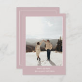 シンプル色のエレガント文字と写真の保存日付 セーブザデート (正面/裏面)