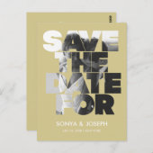 シンプル色のエレガント文字と写真の保存日付 ポストカード (正面/裏面)